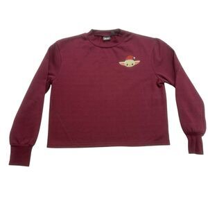 Star Wars Christmas Sweatshirt Womens Medium M Red Baby Yoda Long Sleeve Holiday